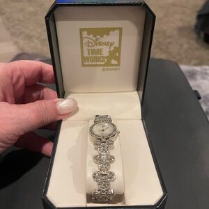 Disney Time Works Silver Crystal Mickey Mouse Watch
